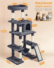Yaheetech Large Cat Tower with Hammock Scratching Posts Condo Perch Large Cat Tower with Hammock Scratching Posts Condo Perch