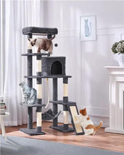 Yaheetech Large Cat Tower with Hammock Scratching Posts Condo Perch Large Cat Tower with Hammock Scratching Posts Condo Perch