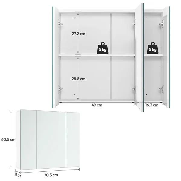 Yaheetech Frameless Mirror Cabinet Bathroom Mirror with Storage Wall-Mounted Storage Cabinet Frameless Mirror Cabinet Bathroom Mirror with Storage Wall-Mounted Storage Cabinet