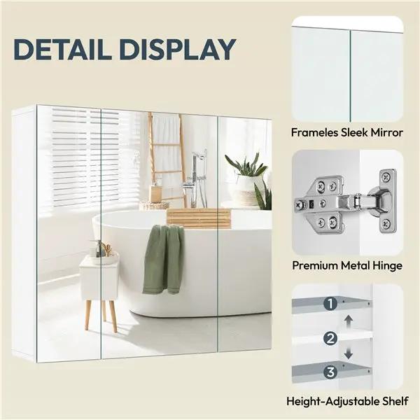 Yaheetech Frameless Mirror Cabinet Bathroom Mirror with Storage Wall-Mounted Storage Cabinet Frameless Mirror Cabinet Bathroom Mirror with Storage Wall-Mounted Storage Cabinet