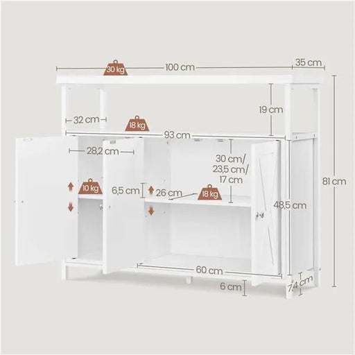 Wooden 3-Door Sideboard Buffet Cabinet Dining Room/Kitchen Storage Cabinet by Yaheetech