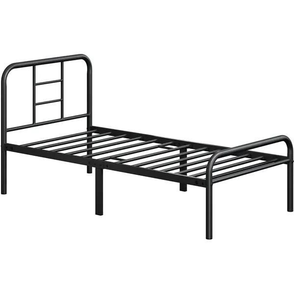 Yaheetech Strong Iron Platform Bed Single Bed Frame with High Headboard Strong Iron Platform Bed Single Bed Frame with High Headboard