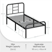 Yaheetech Strong Iron Platform Bed Single Bed Frame with High Headboard Strong Iron Platform Bed Single Bed Frame with High Headboard