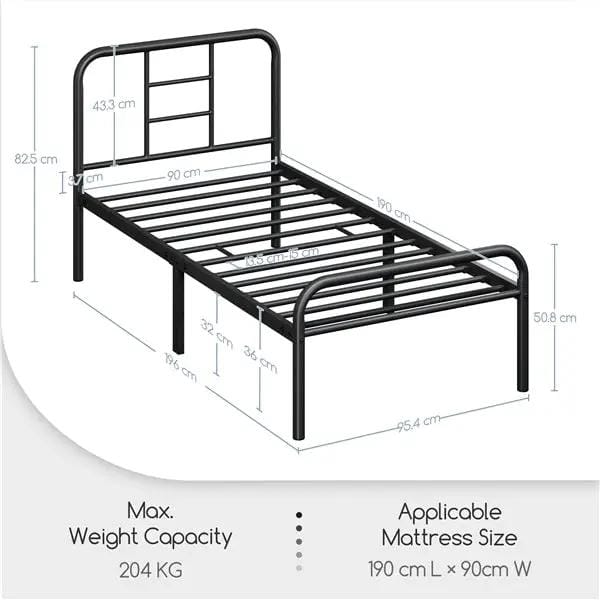 Yaheetech Strong Iron Platform Bed Single Bed Frame with High Headboard Strong Iron Platform Bed Single Bed Frame with High Headboard