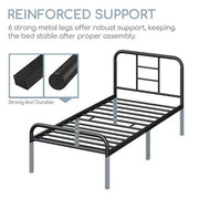 Yaheetech Strong Iron Platform Bed Single Bed Frame with High Headboard Strong Iron Platform Bed Single Bed Frame with High Headboard