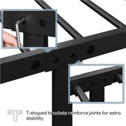 Yaheetech Strong Iron Platform Bed Single Bed Frame with High Headboard Strong Iron Platform Bed Single Bed Frame with High Headboard