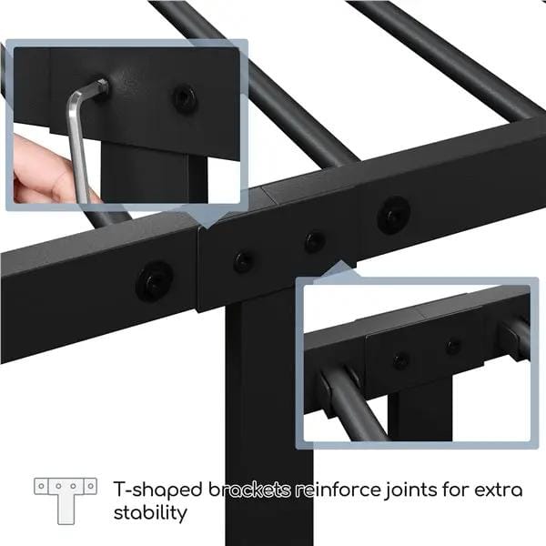 Yaheetech Strong Iron Platform Bed Single Bed Frame with High Headboard Strong Iron Platform Bed Single Bed Frame with High Headboard