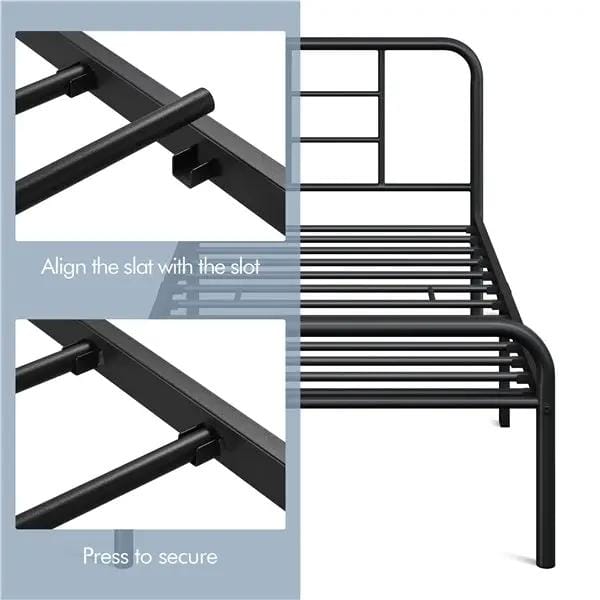 Yaheetech Strong Iron Platform Bed Single Bed Frame with High Headboard Strong Iron Platform Bed Single Bed Frame with High Headboard