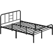 Romantic Metal-Framed Bed with High Headboard Strong Iron Platform Bed by Yaheetech