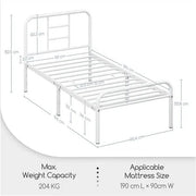 Yaheetech Single Metal Bed Frame with High Headboard Strong Iron Platform Bed Single Metal Bed Frame with High Headboard Strong Iron Platform Bed