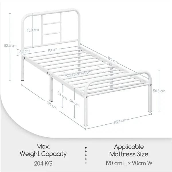 Yaheetech Single Metal Bed Frame with High Headboard Strong Iron Platform Bed Single Metal Bed Frame with High Headboard Strong Iron Platform Bed