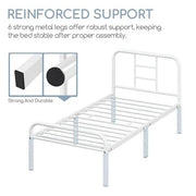 Yaheetech Single Metal Bed Frame with High Headboard Strong Iron Platform Bed Single Metal Bed Frame with High Headboard Strong Iron Platform Bed
