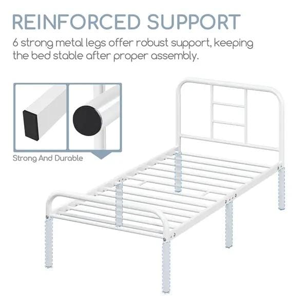 Yaheetech Single Metal Bed Frame with High Headboard Strong Iron Platform Bed Single Metal Bed Frame with High Headboard Strong Iron Platform Bed