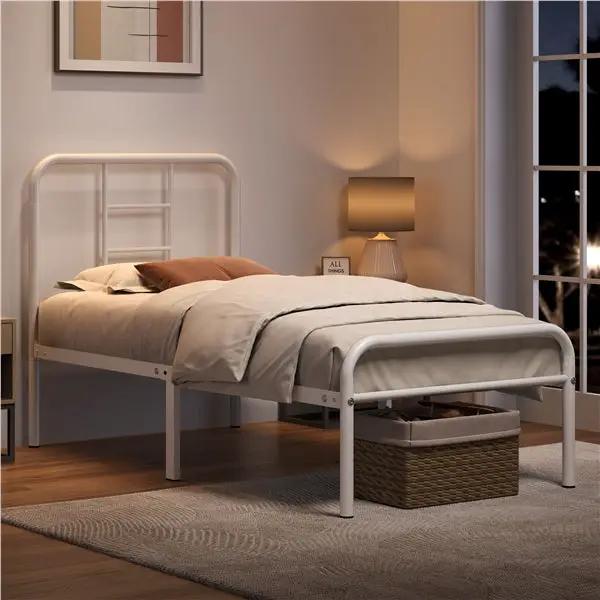 Yaheetech Single Metal Bed Frame with High Headboard Strong Iron Platform Bed Single Metal Bed Frame with High Headboard Strong Iron Platform Bed