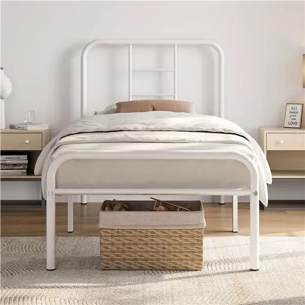 Yaheetech Single Metal Bed Frame with High Headboard Strong Iron Platform Bed Single Metal Bed Frame with High Headboard Strong Iron Platform Bed