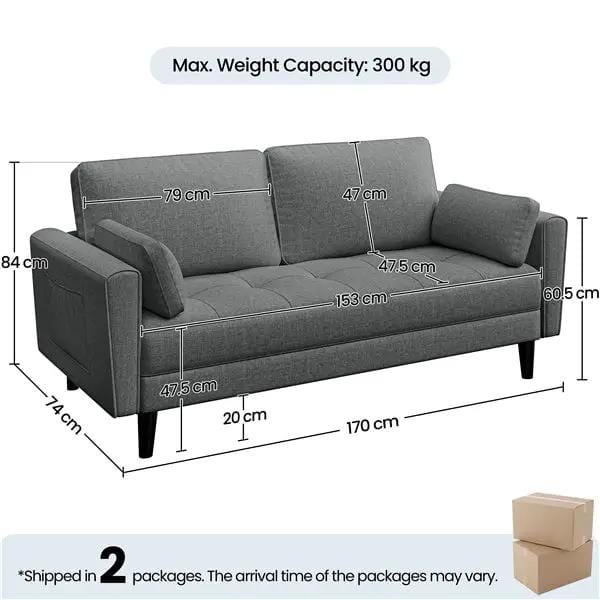 Yaheetech Fabric Upholstered 2-Seater Sofa and Oversized Armchair Set Fabric Upholstered 2-Seater Sofa and Oversized Armchair Set