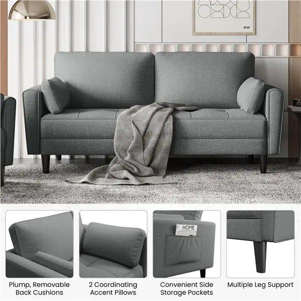 Yaheetech Fabric Upholstered 2-Seater Sofa and Oversized Armchair Set Fabric Upholstered 2-Seater Sofa and Oversized Armchair Set