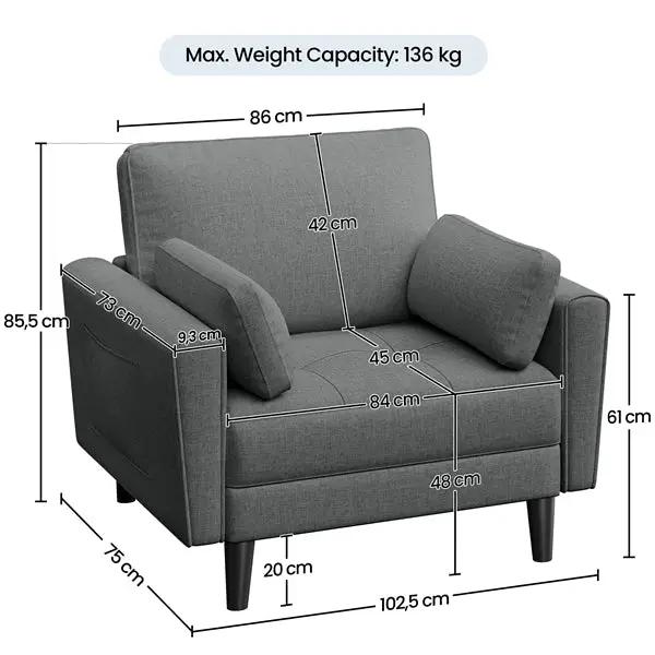 Yaheetech Fabric Upholstered 2-Seater Sofa and Oversized Armchair Set Fabric Upholstered 2-Seater Sofa and Oversized Armchair Set
