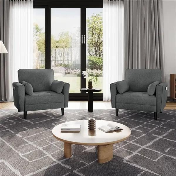 Yaheetech Fabric Upholstered 2-Seater Sofa and Oversized Armchair Set Fabric Upholstered 2-Seater Sofa and Oversized Armchair Set