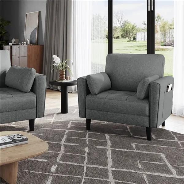 Yaheetech Fabric Upholstered 2-Seater Sofa and Oversized Armchair Set Fabric Upholstered 2-Seater Sofa and Oversized Armchair Set