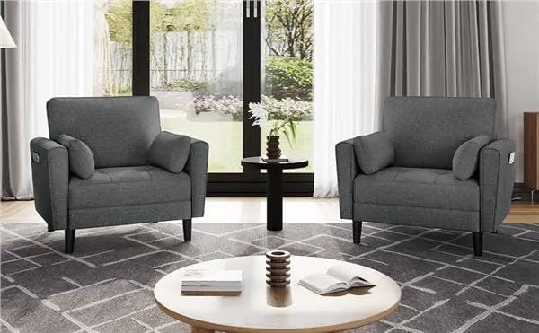 Yaheetech Fabric Upholstered 2-Seater Sofa and Oversized Armchair Set Fabric Upholstered 2-Seater Sofa and Oversized Armchair Set