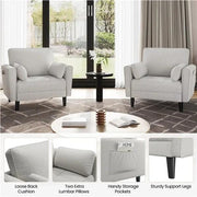 Yaheetech 2-Seater Sofa and Oversized Armchair Set Fabric Upholstered Couch 2-Seater Sofa and Oversized Armchair Set Fabric Upholstered Couch