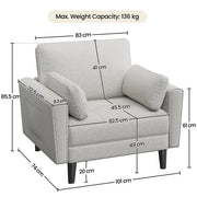 Yaheetech 2-Seater Sofa and Oversized Armchair Set Fabric Upholstered Couch 2-Seater Sofa and Oversized Armchair Set Fabric Upholstered Couch