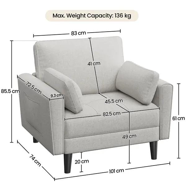 Yaheetech 2-Seater Sofa and Oversized Armchair Set Fabric Upholstered Couch 2-Seater Sofa and Oversized Armchair Set Fabric Upholstered Couch