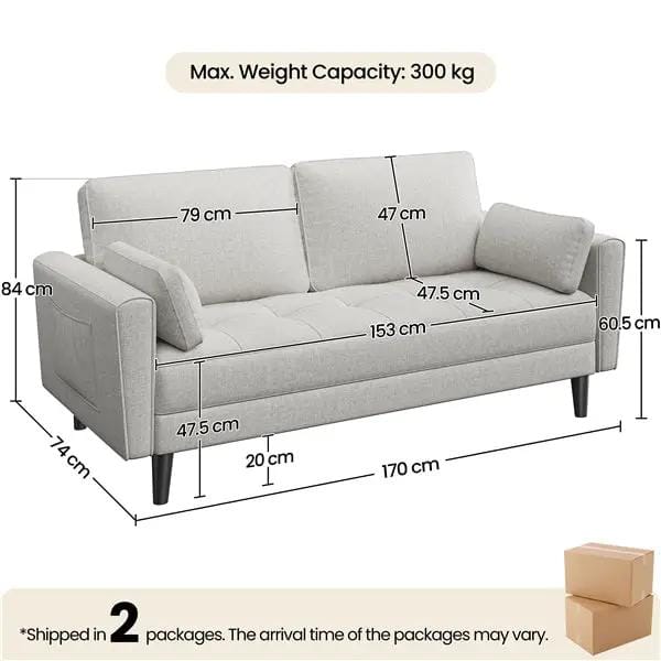 Yaheetech 2-Seater Sofa and Oversized Armchair Set Fabric Upholstered Couch 2-Seater Sofa and Oversized Armchair Set Fabric Upholstered Couch