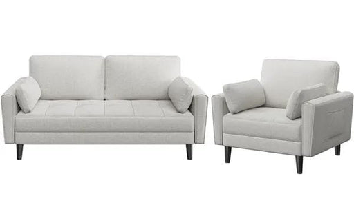 Yaheetech 2-Seater Sofa and Oversized Armchair Set Fabric Upholstered Couch 2-Seater Sofa and Oversized Armchair Set Fabric Upholstered Couch