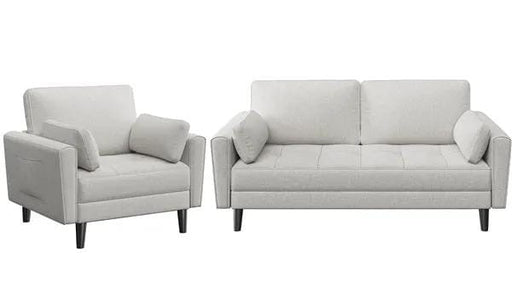 Yaheetech 2-Seater Sofa and Oversized Armchair Set Fabric Upholstered Couch 2-Seater Sofa and Oversized Armchair Set Fabric Upholstered Couch