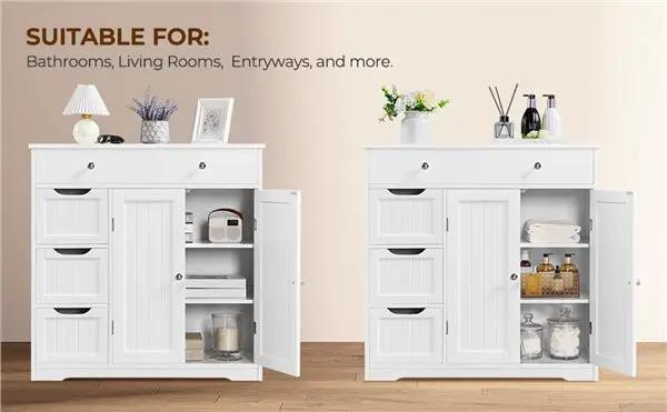 Yaheetech Modern Wooden Bathroom Storage Cabinet Freestanding Floor Cabinet Modern Wooden Bathroom Storage Cabinet Freestanding Floor Cabinet