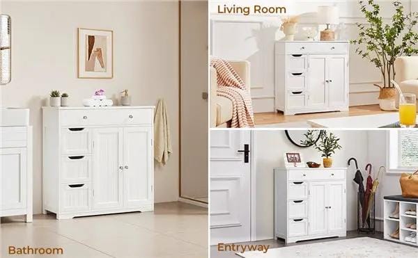 Yaheetech Modern Wooden Bathroom Storage Cabinet Freestanding Floor Cabinet Modern Wooden Bathroom Storage Cabinet Freestanding Floor Cabinet