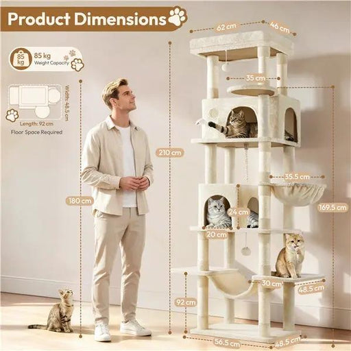 Yaheetech 210cm Multi-Level Cat Tree Cat Tower with 9 Sisal Scratching Posts 210cm Multi-Level Cat Tree Cat Tower with 9 Sisal Scratching Posts