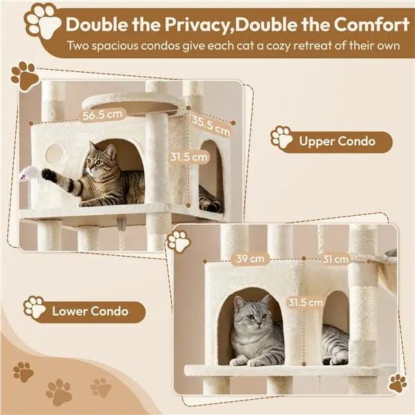 Yaheetech 210cm Multi-Level Cat Tree Cat Tower with 9 Sisal Scratching Posts 210cm Multi-Level Cat Tree Cat Tower with 9 Sisal Scratching Posts