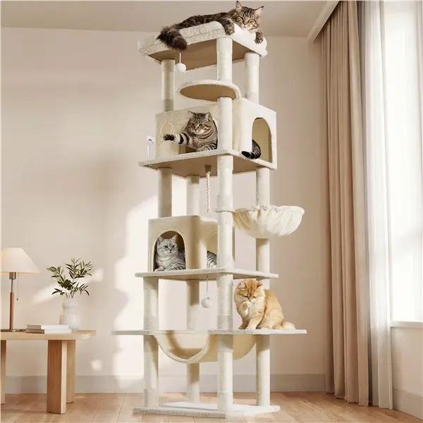 Yaheetech 210cm Multi-Level Cat Tree Cat Tower with 9 Sisal Scratching Posts 210cm Multi-Level Cat Tree Cat Tower with 9 Sisal Scratching Posts