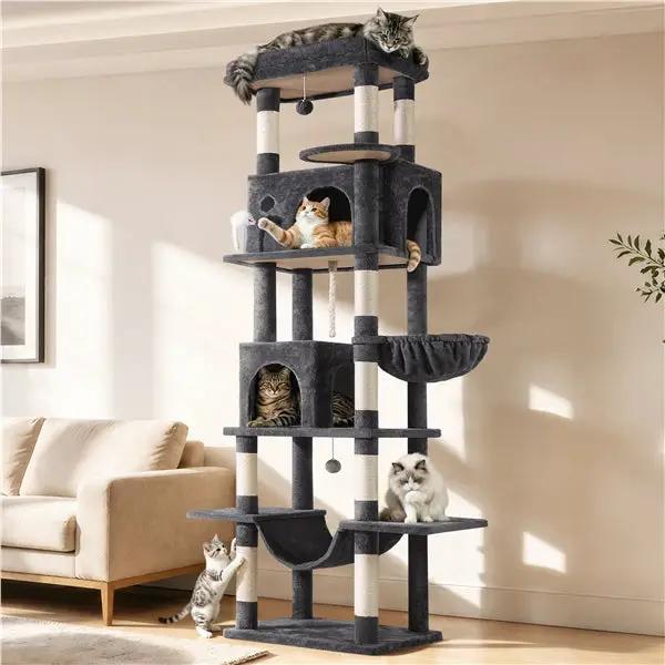 Yaheetech 210cm High-Rise Multi-Level Cat Tree Cat Towerwith 9 Sisal Scratching Posts 210cm High-Rise Multi-Level Cat Tree Cat Towerwith 9 Sisal Scratching Posts