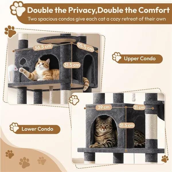Yaheetech 210cm High-Rise Multi-Level Cat Tree Cat Towerwith 9 Sisal Scratching Posts 210cm High-Rise Multi-Level Cat Tree Cat Towerwith 9 Sisal Scratching Posts