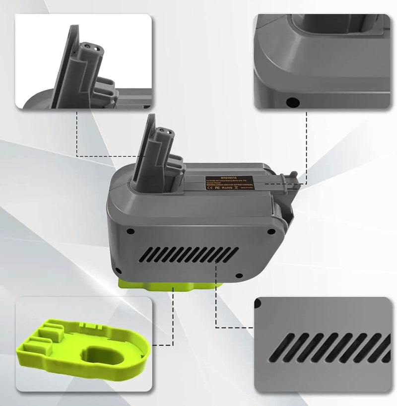 Ryobi 18V Battery to Dyson V10 Battery Adapter Converter – view 2
