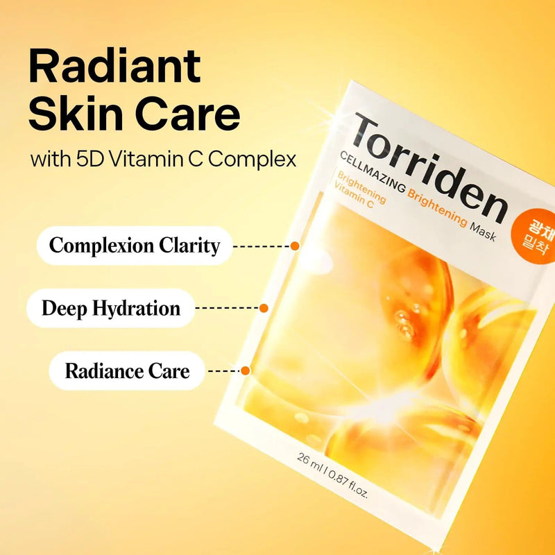 Poppy Gifts Skin Care Torriden Cellmazing Vita C Brightening Mask 10 Pack Torriden Cellmazing Vita C Brightening Mask 10 Pack