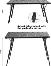 ECOTREK Table Aluminium Height Adjustable Egg Roll Camping Table – Portable Outdoor Table 89cm TYGM1521 Aluminium Height Adjustable Egg Roll Camping Table – Portable Outdoor Table 89cm TYGM1521