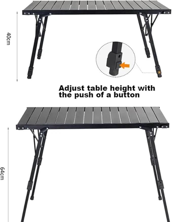 ECOTREK Table Aluminium Height Adjustable Egg Roll Camping Table – Portable Outdoor Table 89cm TYGM1521 Aluminium Height Adjustable Egg Roll Camping Table – Portable Outdoor Table 89cm TYGM1521