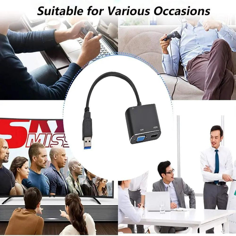 USB to HDMI/ VGA/ 3.5MM Headphone Adapter – view 3