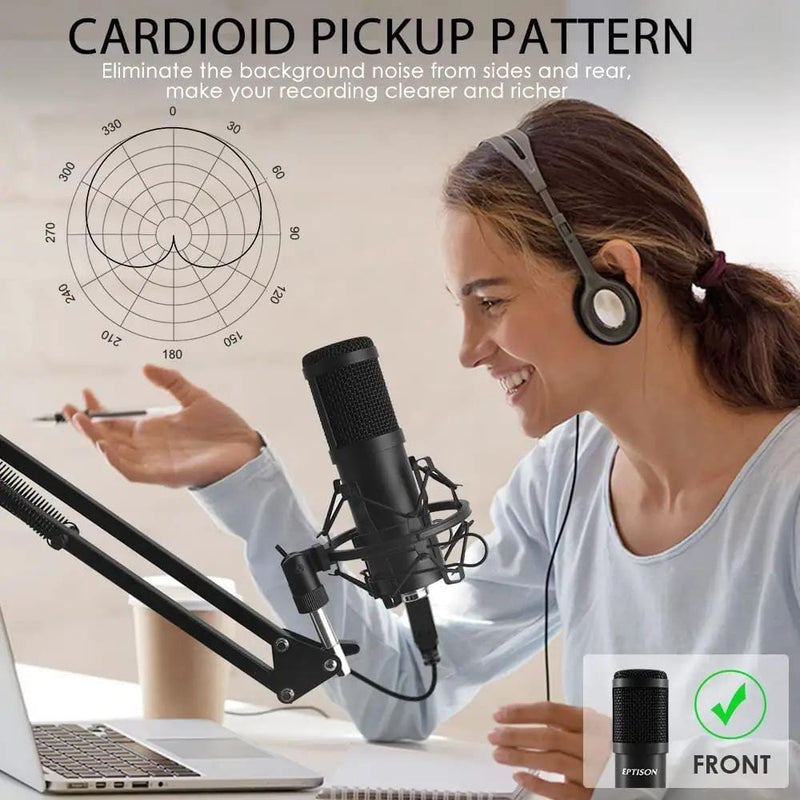 Professional PC Podcast Streaming Cardioid Condenser Microphone Kit with Boom Ar – view 3