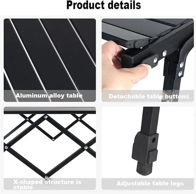 ECOTREK Table Aluminium Height Adjustable Egg Roll Camping Table – Portable Outdoor Table 89cm TYGM1521 Aluminium Height Adjustable Egg Roll Camping Table – Portable Outdoor Table 89cm TYGM1521