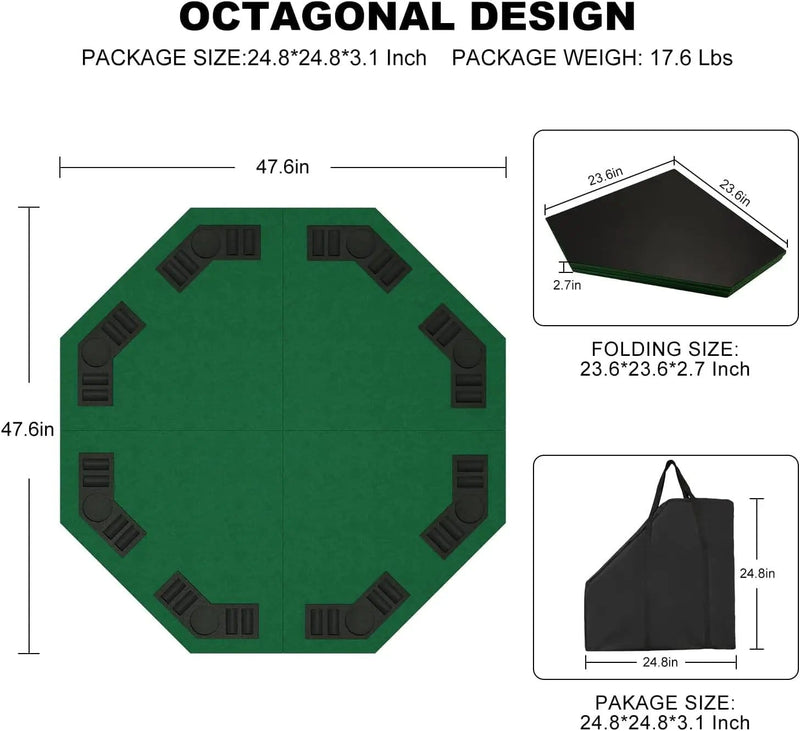 48 Inch Foldable Poker Table Top for 8 Players Chips Tray & Cup Holders Texas – view 6