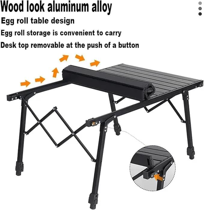 ECOTREK Table Aluminium Height Adjustable Egg Roll Camping Table – Portable Outdoor Table 89cm TYGM1521 Aluminium Height Adjustable Egg Roll Camping Table – Portable Outdoor Table 89cm TYGM1521
