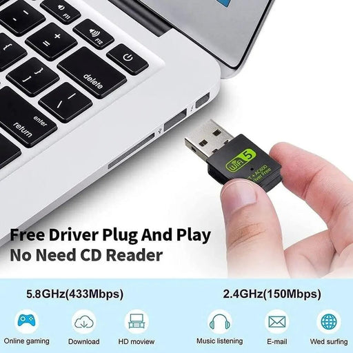 salelink.co.nz Unbranded 2 in 1 USB Bluetooth 5.0 WiFi Dongle Receiver Adapter 2 In 1 USB Bluetooth 5.0 WiFi Dongle AC600