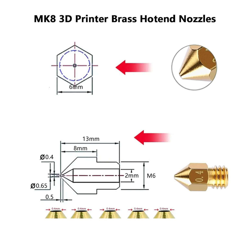 25PCS MK8 3D Printer Extruder Brass Nozzles for Creality Ender 3 – view 3