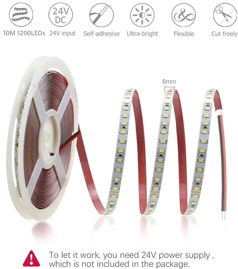 salelink.co.nz Unbranded 2835 24V 10M LED Strip Light Cool White 1200LED 2835 24V LED Strip Light 10M Cool White 1200 LED